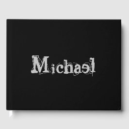 Modern minimalistic monogram name black white gastenboek