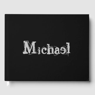 Modern minimalistic monogram name black white gastenboek