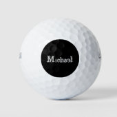 Modern minimalistic monogram name black white golfballen (Voorkant)