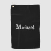 Modern minimalistic monogram name black white golfhanddoek (Voorkant)