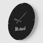 Modern minimalistic monogram name black white grote klok (Hoek)