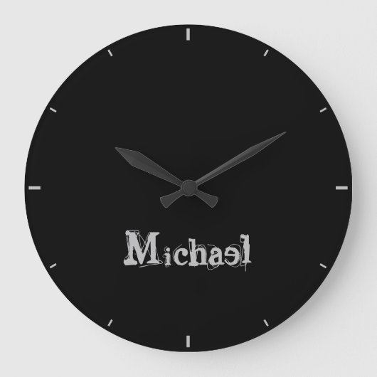 Modern minimalistic monogram name black white grote klok (Voorkant)