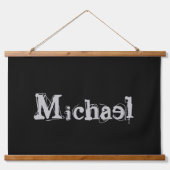 Modern minimalistic monogram name black white hangend wandkleed (Voorkant)