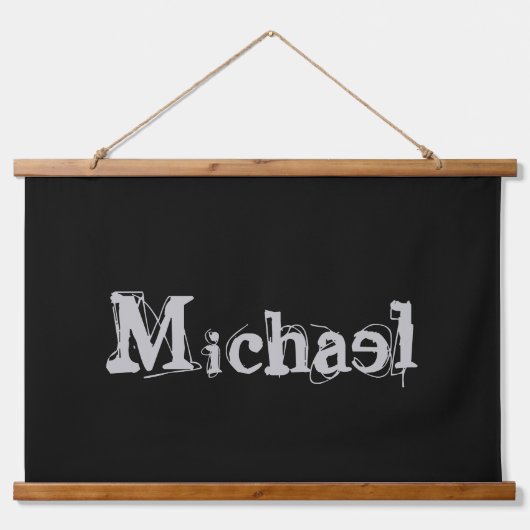 Modern minimalistic monogram name black white hangend wandkleed (Voorkant)