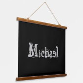 Modern minimalistic monogram name black white hangend wandkleed (Gebogen)