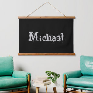 Modern minimalistic monogram name black white hangend wandkleed