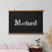 Modern minimalistic monogram name black white hangend wandkleed (Slaapkamer)