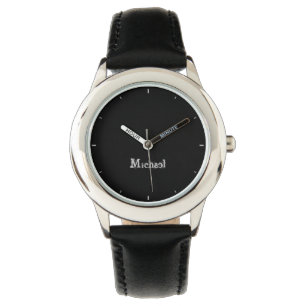 Modern minimalistic monogram name black white horloge