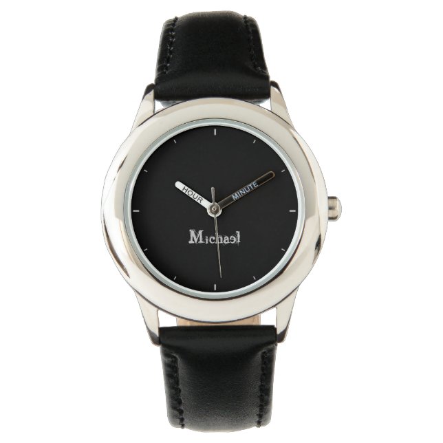 Modern minimalistic monogram name black white horloge (Voorkant)
