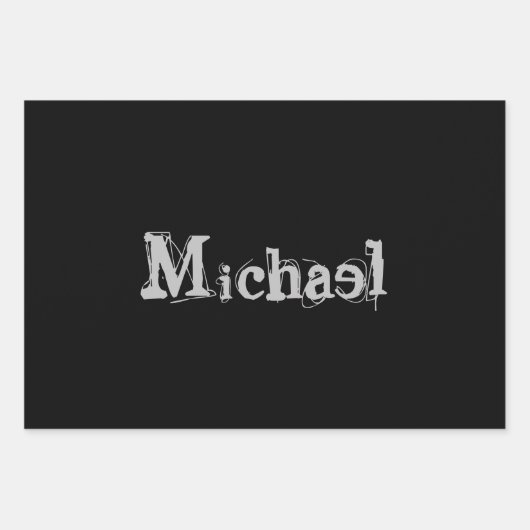 Modern minimalistic monogram name black white inpakpapier vel (Voorkant 2)