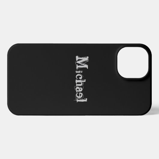 Modern minimalistic monogram name black white iPhone hoesje (Achterkant horizontaal)