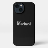 Modern minimalistic monogram name black white iPhone hoesje (Achterkant)