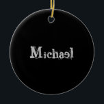 Modern minimalistic monogram name black white keramisch ornament<br><div class="desc">Moderne minimalistic monogram name black white. Personalizable custom name on a black color.</div>