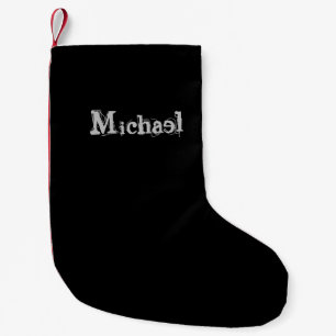 Modern minimalistic monogram name black white kleine kerstsok