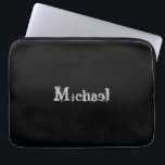 Modern minimalistic monogram name black white laptop sleeve<br><div class="desc">Moderne minimalistic monogram name black white. Personalizable custom name on a black color.</div>