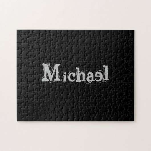 Modern minimalistic monogram name black white legpuzzel (Horizontaal)