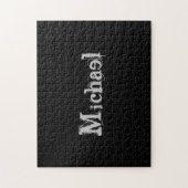 Modern minimalistic monogram name black white legpuzzel (Verticaal)