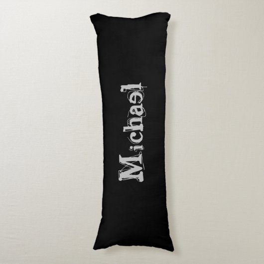 Modern minimalistic monogram name black white lichaamskussen (Voorkant Verticaal)