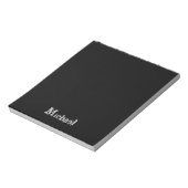 Modern minimalistic monogram name black white notitieblok (Linkerzijde)