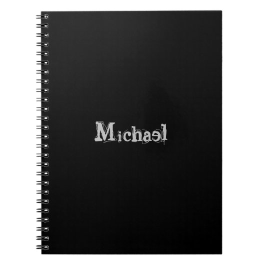 Modern minimalistic monogram name black white notitieboek (Voorkant)