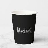 Modern minimalistic monogram name black white papieren bekers (Achterkant)