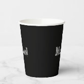 Modern minimalistic monogram name black white papieren bekers (Links)