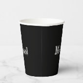Modern minimalistic monogram name black white papieren bekers (Rechts)