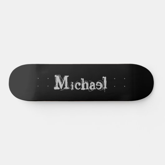 Modern minimalistic monogram name black white persoonlijk skateboard (Horizontaal)