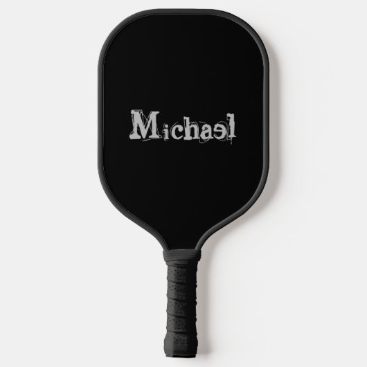 Modern minimalistic monogram name black white pickleball paddle (Achterkant)