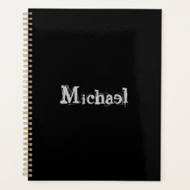 Modern minimalistic monogram name black white planner
