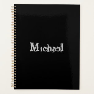 Modern minimalistic monogram name black white planner