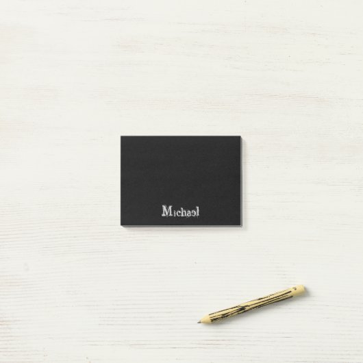 Modern minimalistic monogram name black white post-it® notes (Op bureau)