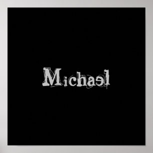 Modern minimalistic monogram name black white poster