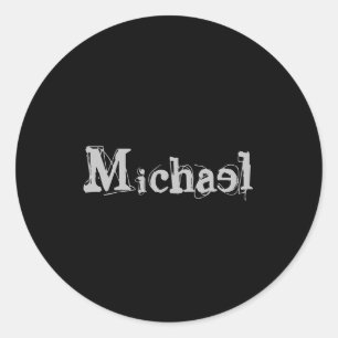 Modern minimalistic monogram name black white ronde sticker