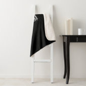 Modern minimalistic monogram name black white sherpa deken (In situ)