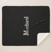 Modern minimalistic monogram name black white sherpa deken (Voorkant (horizontaal))