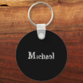Modern minimalistic monogram name black white sleutelhanger (Voorkant)