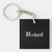 Modern minimalistic monogram name black white sleutelhanger (Voorkant)