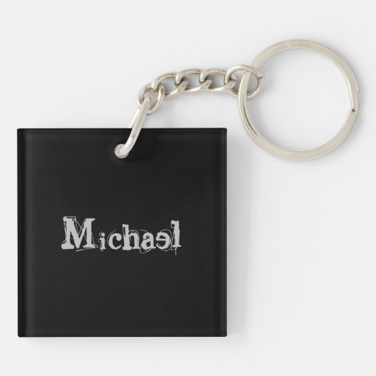 Modern minimalistic monogram name black white sleutelhanger (Achterkant)