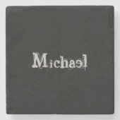 Modern minimalistic monogram name black white stenen onderzetter (Voorkant)