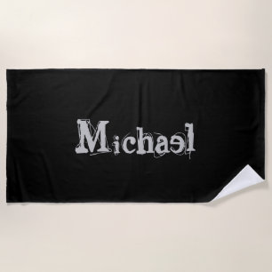 Modern minimalistic monogram name black white strandlaken
