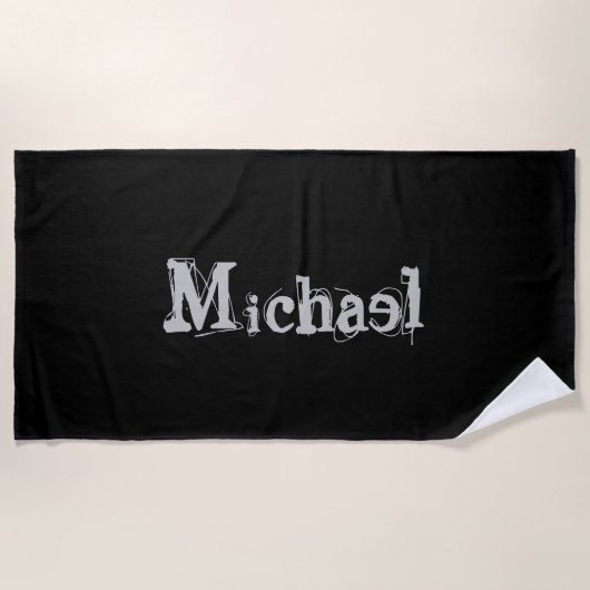 Modern minimalistic monogram name black white strandlaken (Voorkant)