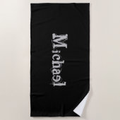 Modern minimalistic monogram name black white strandlaken (Voorkant)