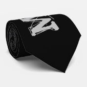 Modern minimalistic monogram name black white stropdas (Opgerold)