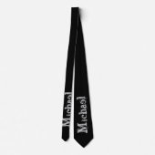 Modern minimalistic monogram name black white stropdas (Achterkant)