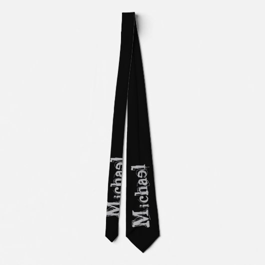 Modern minimalistic monogram name black white stropdas (Achterkant)