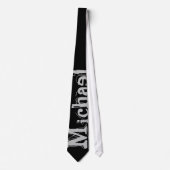 Modern minimalistic monogram name black white stropdas (Voorkant)