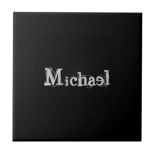 Modern minimalistic monogram name black white tegeltje (Voorkant)
