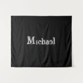 Modern minimalistic monogram name black white wandkleed (Voorkant (horizontaal))