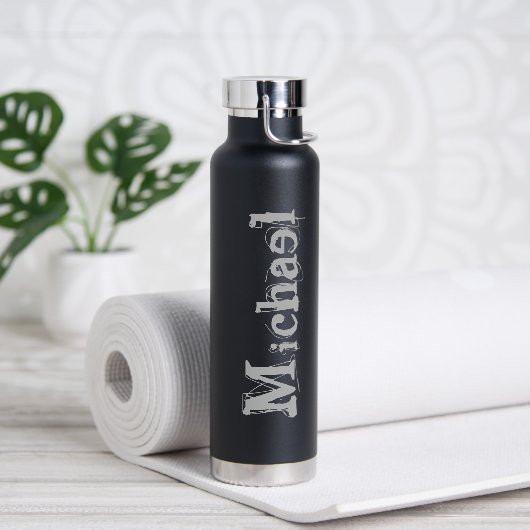 Modern minimalistic monogram name black white waterfles (Yoga)